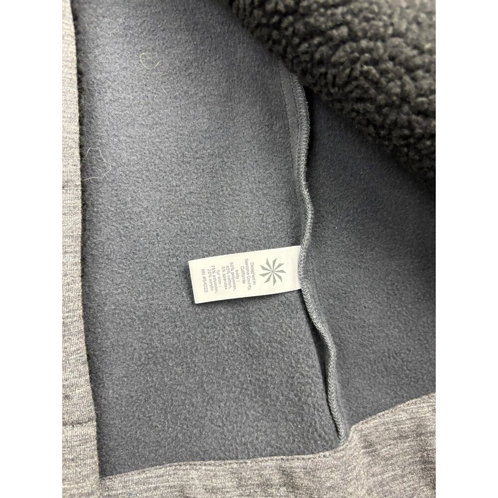 Athleta Vest Womens‎ Medium Heather Gray Sherpa Collar Fleece Lined Open Front - Picture 6 of 7